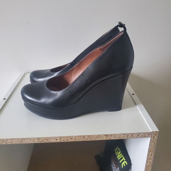 Real leather black wedge pumps - Picture 5 of 6